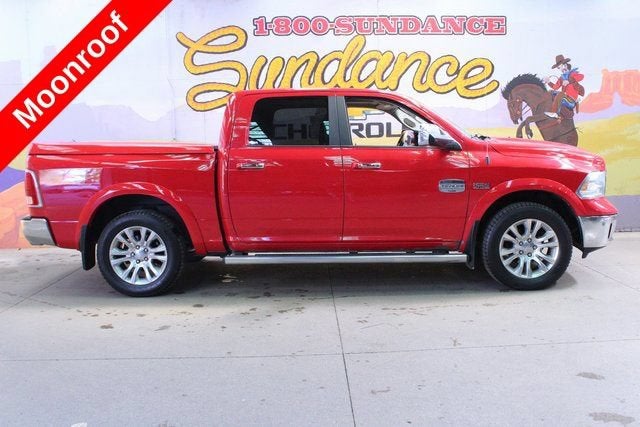 2017 RAM 1500 Longhorn in Red — front three-quarter view