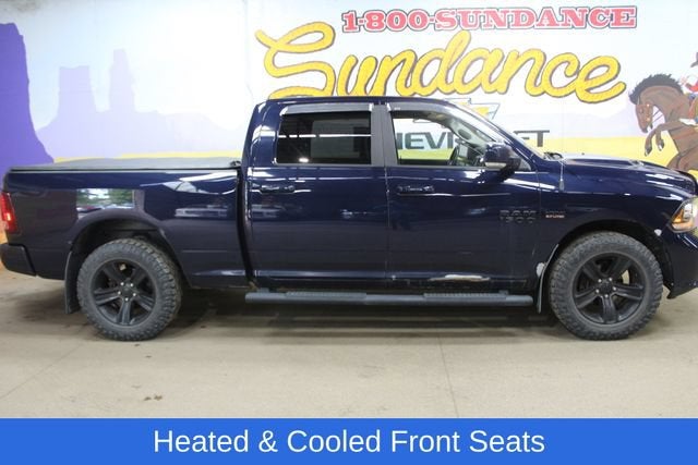 2018 RAM 1500 Sport in True Blue Pearl — front three-quarter view