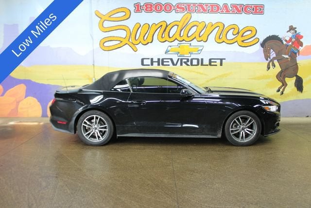 2015 Ford Mustang EcoBoost Premium in Black — front three-quarter view