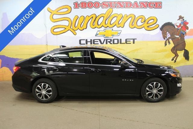 2021 Chevrolet Malibu LT in Mosaic Black Metallic — front three-quarter view