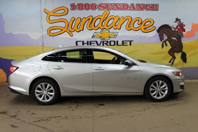 2021 Chevrolet Malibu LT in Silver Ice Metallic — front three-quarter view