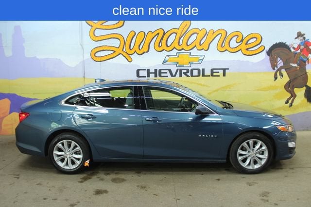 2025 Chevrolet Malibu 1LT in Lakeshore Blue Metallic — front three-quarter view