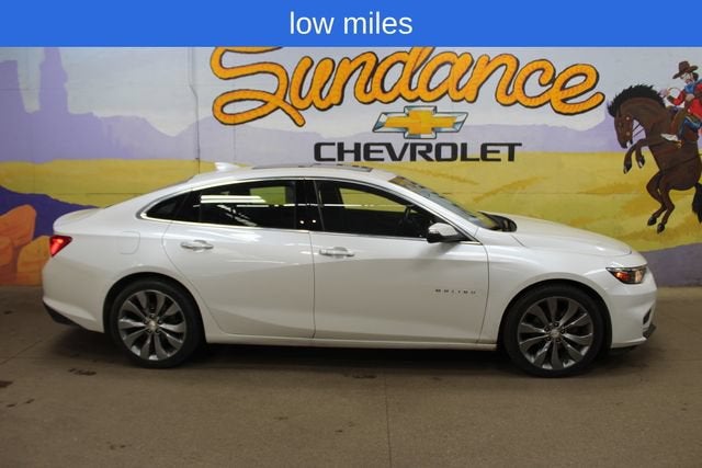 2016 Chevrolet Malibu Premier in White — front three-quarter view