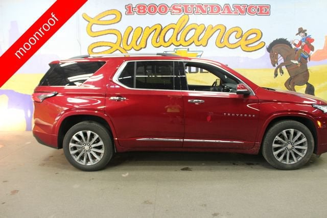 2023 Chevrolet Traverse Premier in Radiant Red Tintcoat — front three-quarter view