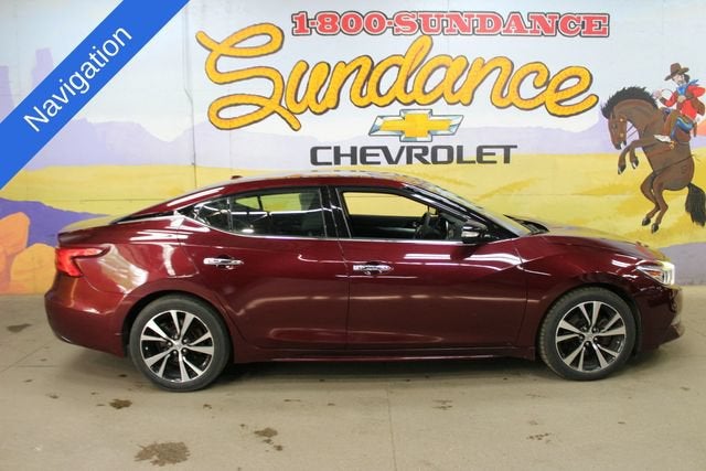2018 Nissan Maxima S in Burgandy — front three-quarter view
