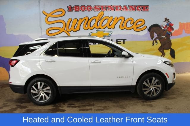 2023 Chevrolet Equinox Premier in Summit White — front three-quarter view