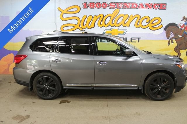 2019 Nissan Pathfinder S in Grey — front three-quarter view