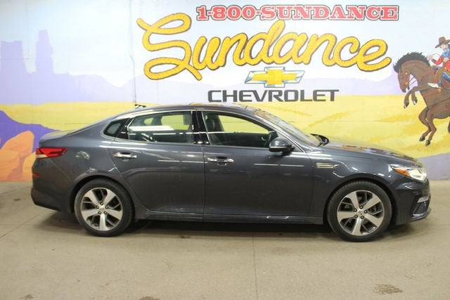 2019 Kia Optima S in Gray — front three-quarter view