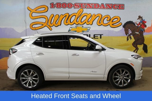 2024 Buick Encore GX Avenir in White Frost Tricoat — front three-quarter view