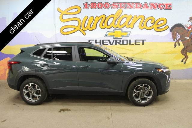 2025 Chevrolet Trax LT in Cypress Gray — front three-quarter view