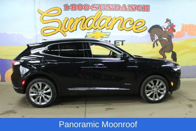 2022 Buick Envision Avenir in Ebony Twilight Metallic — front three-quarter view